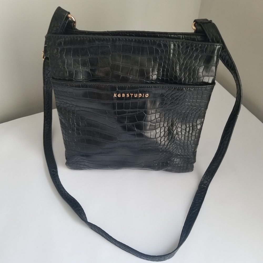 KGB Studio Black Crocodile Pattern Purse